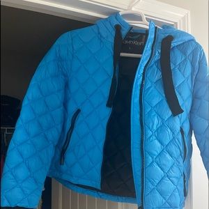 NWT hooded Calvin Klein blue puffer